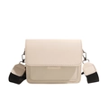 Minimalist cream white crossbody bag with stylish black and white wide shoulder strap - Milky White