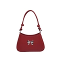 Borsa sottobraccio rossa in ecopelle alla moda con fiocco argento e manico annodato - Rosso