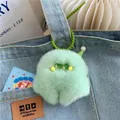 Porte-clés monstre en peluche vert menthe avec texture douce et décor d'étoile sur sac - Vert Frais