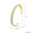 Bamboo style stainless steel open C-shape gold bracelet with gray enamel inlays - Blue Square Enamel Style / 18K Gold