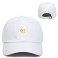 White cotton baseball cap with yellow embroidered heart and adjustable metal buckle - Adjustable / White