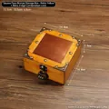 Vintage yellow wooden jewelry box with antique metal corners and a 3-digit combination lock - Square Imitation Copper Storage Box - Combination Lock