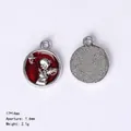 Silver angel wings and red heart charm pendant with relief detail for DIY jewelry - 84450 Red