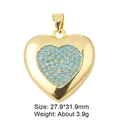 Detailed view of heart-shaped gold charm with blue bead, showing size 27.9x31.9mm and weight - Pendant 9: Blue Stone Heart (Gold)