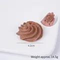 Chocolate brown swirl faux cookie keychain pendant, 4.2cm realistic food model accessory - Coffee Spiral Flower Cookie - No Ring