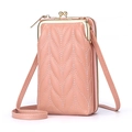 Mini borsa a tracolla trapuntata rosa pesca per cellulare con chiusura dorata - Rosa
