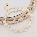 Baroque irregular pearl bracelet with gold metal beads and vintage mirror reflection - 925 Silver / Gold