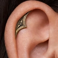 Polsino per orecchio a ragnatela in bronzo vintage con motivo gotico traforato - Orecchini a Clip Traforati in Bronzo Retrò (Oro Antico A-1258)