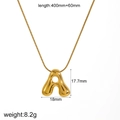 Irregular 18k gold plated stainless steel letter A pendant necklace for women - Letter A