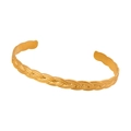 Bohemian style triple-braided open cuff bracelet in polished gold-plated finish - Gold - Twisted Braided