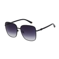 Lunettes de soleil carrées noires avec verres dégradé gris et détails perlés sur branches - Noir Dégradé Gris