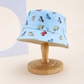 Kids light blue cotton sun hat featuring colorful cartoon vehicle prints for outdoor protection - Kids One Size / Light Blue (Vehicles)