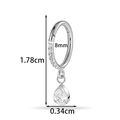 Silver titanium cartilage hoop with zircon teardrop pendant and size measurements - Teardrop Pendant Style (T2547-4# Silver)