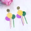 Whimsical balloon drop earrings featuring festive glitters and colorful acrylic finish - Balloon