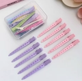 Set of multi-colored plastic duckbill hair clips for volume in a clear storage box - 5 Pink + 5 Purple (Boxed + Certificate)