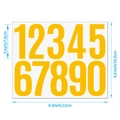 3 inch yellow vinyl mailbox number stickers with dimensional height markings - 1 Sheet (0-9 Numbers) / Orange