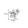 Silver daisy cartilage earring with micro-pave zircon and ball screw back closure - Single Flower Design Style (2620-5#) / Silver