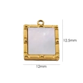 Close-up of square gold pendant with mother-of-pearl inlay measuring 12x12.5mm - Granular Border Mother Of Pearl Square Style