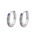 Orecchini a cerchio in argento S925 con zirconi colorati effetto arcobaleno - Placcato in Oro Bianco (Zirconia Colorata)