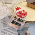 Transparent acrylic jewelry display box with festive red apple card insert 7.5cm size - 7.5cm Box + Christmas Apple Card