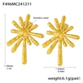 Detalles de tamaño y peso para pendientes de sol en acero inoxidable bañado en oro 18K - Dorado