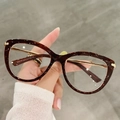 Montatura per occhiali cat-eye tartarugato marrone scuro con stanghette in metallo oro - Tè Trasparente Asta Dorata - Lente Piano