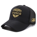 Casquette trucker noire classique avec broderie New York dorée et dos en mesh aéré - Noir avec Broderie de Bouclier Dorée