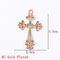 KC gold plated cross pendant charm with embossed texture and crystal pearl details - Simple Smooth Cross / 11775 Gold