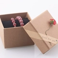 Pink gemstone bead bracelet in kraft paper gift box with rose and Just For You ribbon - Large Kraft Paper Box (With Red Rose & Pink Beaded Bracelet)