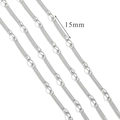 Macro shot of 15mm silver stainless steel bar chain connector links for jewelry - S1-15mm Bar / Silver