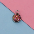 Vista detallada de la base de colgante de acero de 12 mm con incrustaciones brillantes - Estilo de Purpurina Multicolor (5)