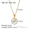 Golden Sagittarius zodiac pendant necklace with white shell inlay and thin link chain - Sagittarius (NB-N1126-SS)