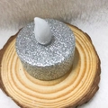 Candela LED cilindrica con finitura glitter argento per decorazione romantica - 3.7*2CM / Argento