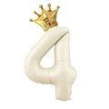 Cream 40-inch number 4 balloon with golden crown for birthday party decoration - Number 4