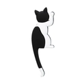 Cartoon black and white climbing cat magnetic hook fridge magnet with bendable tail - Black & White