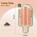 Ice cream shaped cat self groomer brush in light green and pink with catnip ball - Catnip Ball Style