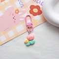 Sweet pink tulip flower resin keychain accessory with rabbit card on a white background - Tulip Rabbit
