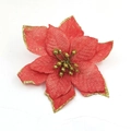 Sparkling red and gold artificial poinsettia flower for festive Christmas tree decoration - Burgundy