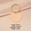 Polished rose gold heart-shaped stainless steel keychain for custom engraving 62x37mm - Rose Gold
