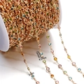 Macro view of gold plated DIY crystal heart chain showing 4.5mm size and 10mm spacing - 1 Meter/Pack / Gold Style 03 (Round)