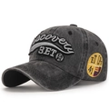 Berretto da baseball grigio scuro in cotone lavato con ricamo Discovery e stemma - Regolabile / Nero