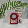 Portable red foldable lantern night light with adjustable stand for bedside decor - Bear Bag + Cupid Gift Wrap / Red