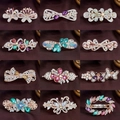 Ensemble de barrettes en alliage avec cristaux colorés et strass sur tissu sombre - Lot de 12 Mixte No.15