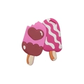 Cartoon ice cream luggage tag set with pink hearts and soft PVC silicone texture - Ice Cream