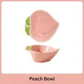 Cute peach-shaped ceramic hamster food bowl with pink glaze and green leaf detail - Peach Small Bowl