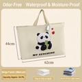 Beige quilt storage bag with panda illustration and waterproof material 62x44cm - Off-white Panda (Medium 62*44CM)