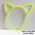 Close-up of luminous lemon yellow cat ear headband with non-slip inner teeth detail - Luminous Cat Ears / Yellow