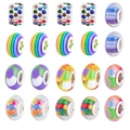 Macro view of assorted colorful large hole beads with rhinestone and glass details - 20Pcs Multicolor Beads
