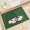 Tapis de bain rectangulaire vert foncé avec d'adorables moutons blancs pour la maison - 40*60cm / Mouton Pastoral