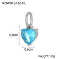 Polished sky blue heart-shaped zircon pendant with silver base and hanging loop - Steel Color Light Blue Zircon Pendant